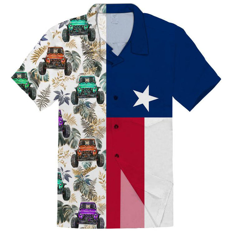 Jeep Hawaiian Shirt - Texas Flag