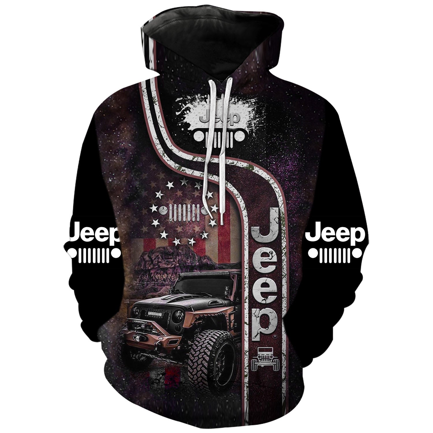 US Flag Galaxy Jeep | Wrangler Hoodie | Jeep N Driver