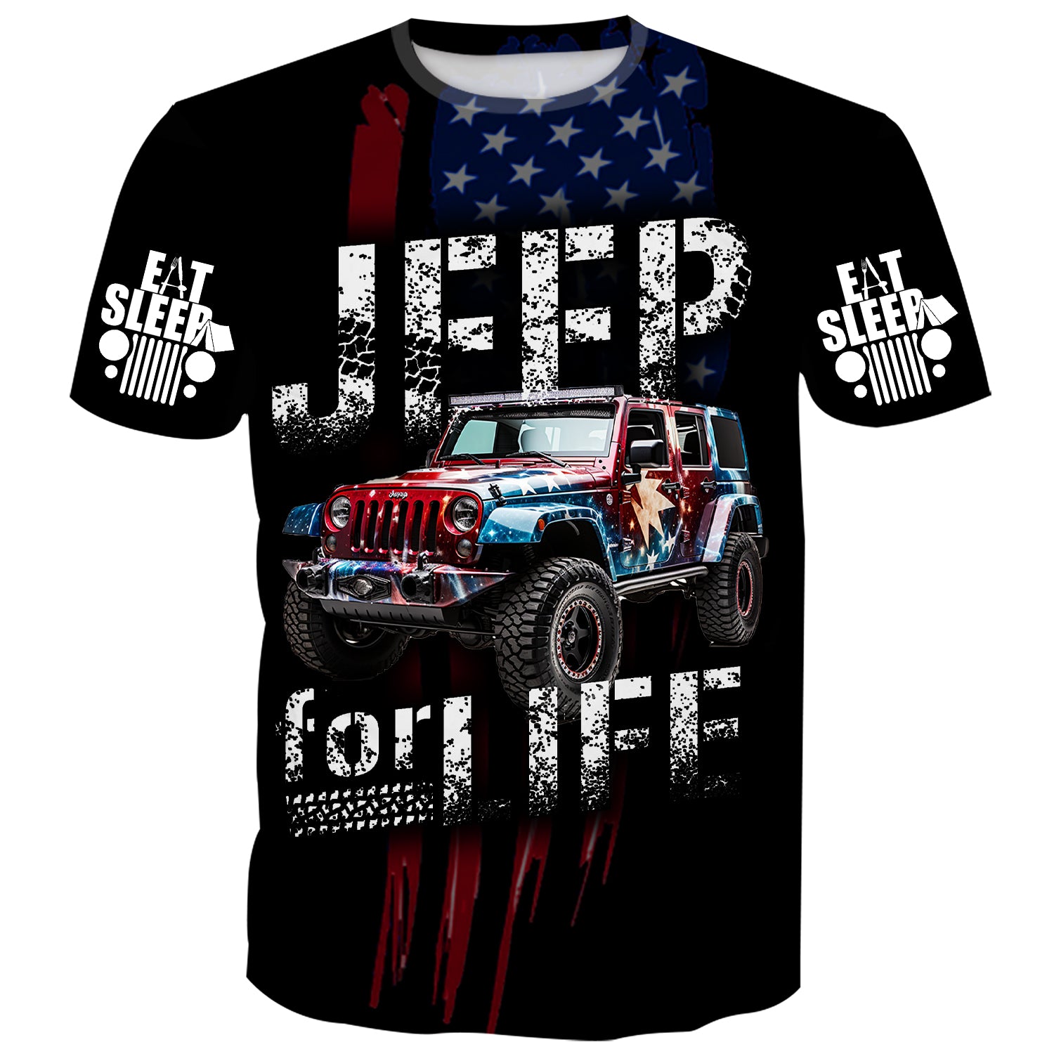 Jeep for Life - USA Flag Jeep Wrap T-Shirt