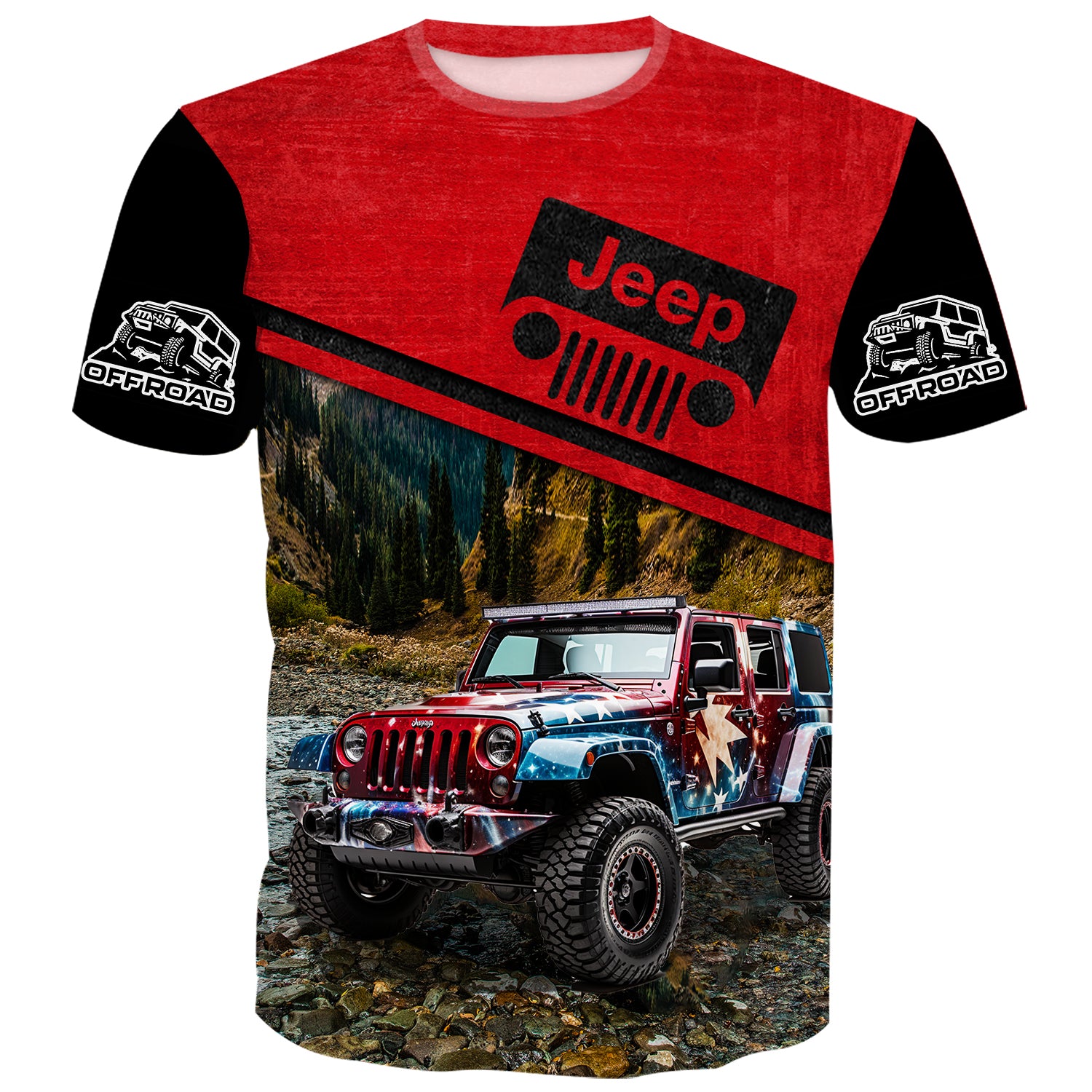 USA Flag Wrap Jeep - Multicolor T-Shirt