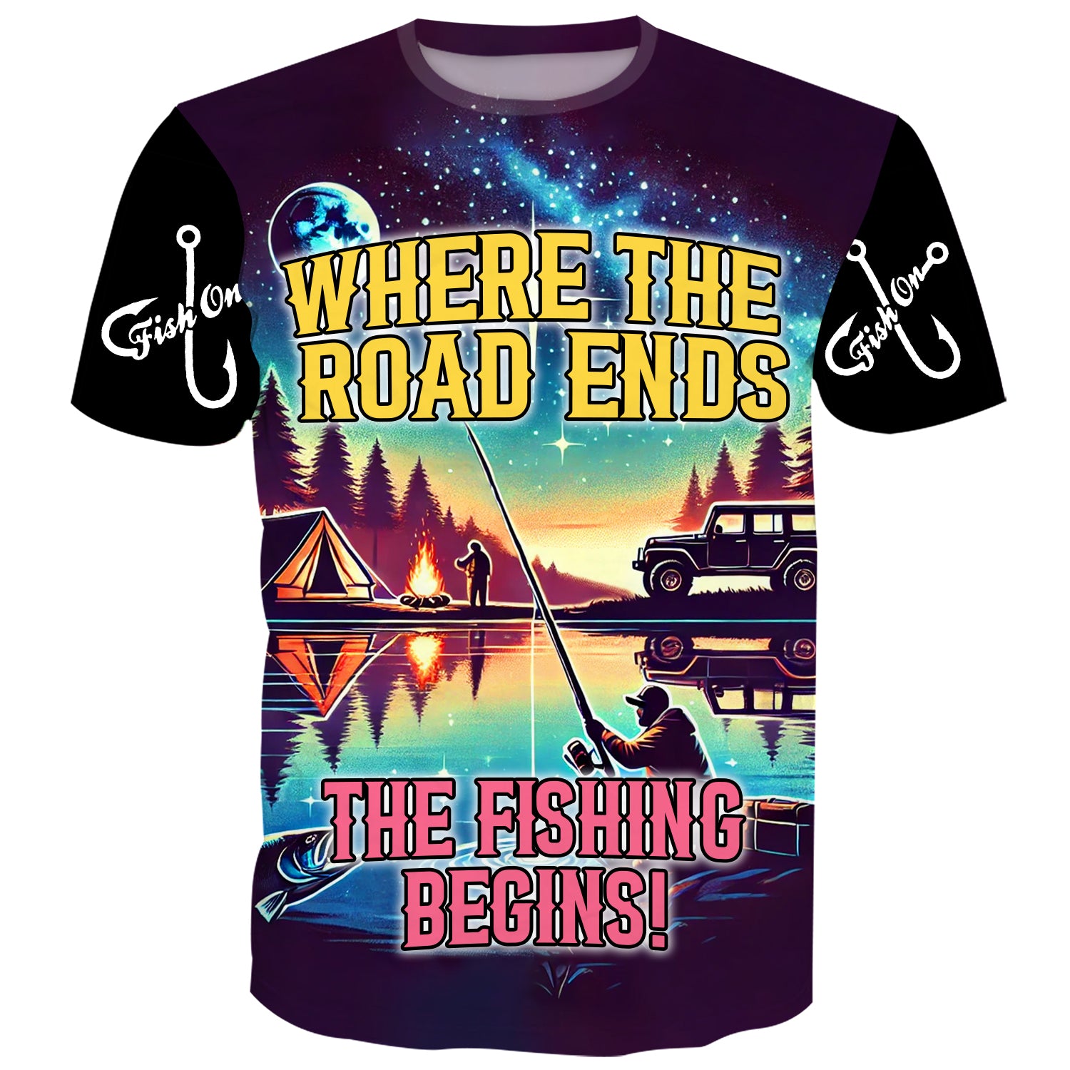 🧢 Where the Road Ends, The Fishing Begins T-Shirt 🎣 Perfect for Jeep & Fishing Enthusiasts!