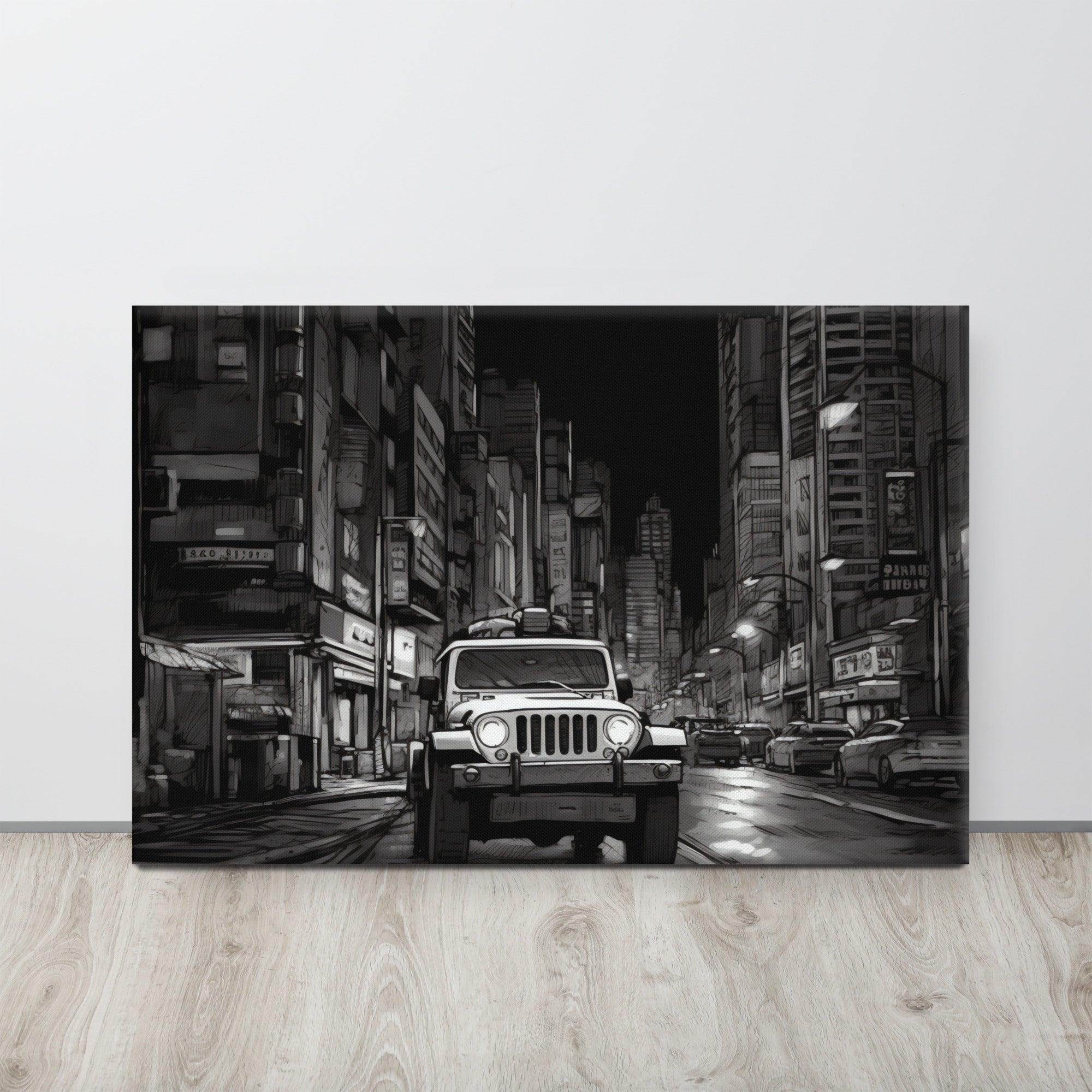 Black and White Sketch - Jeep Canvas