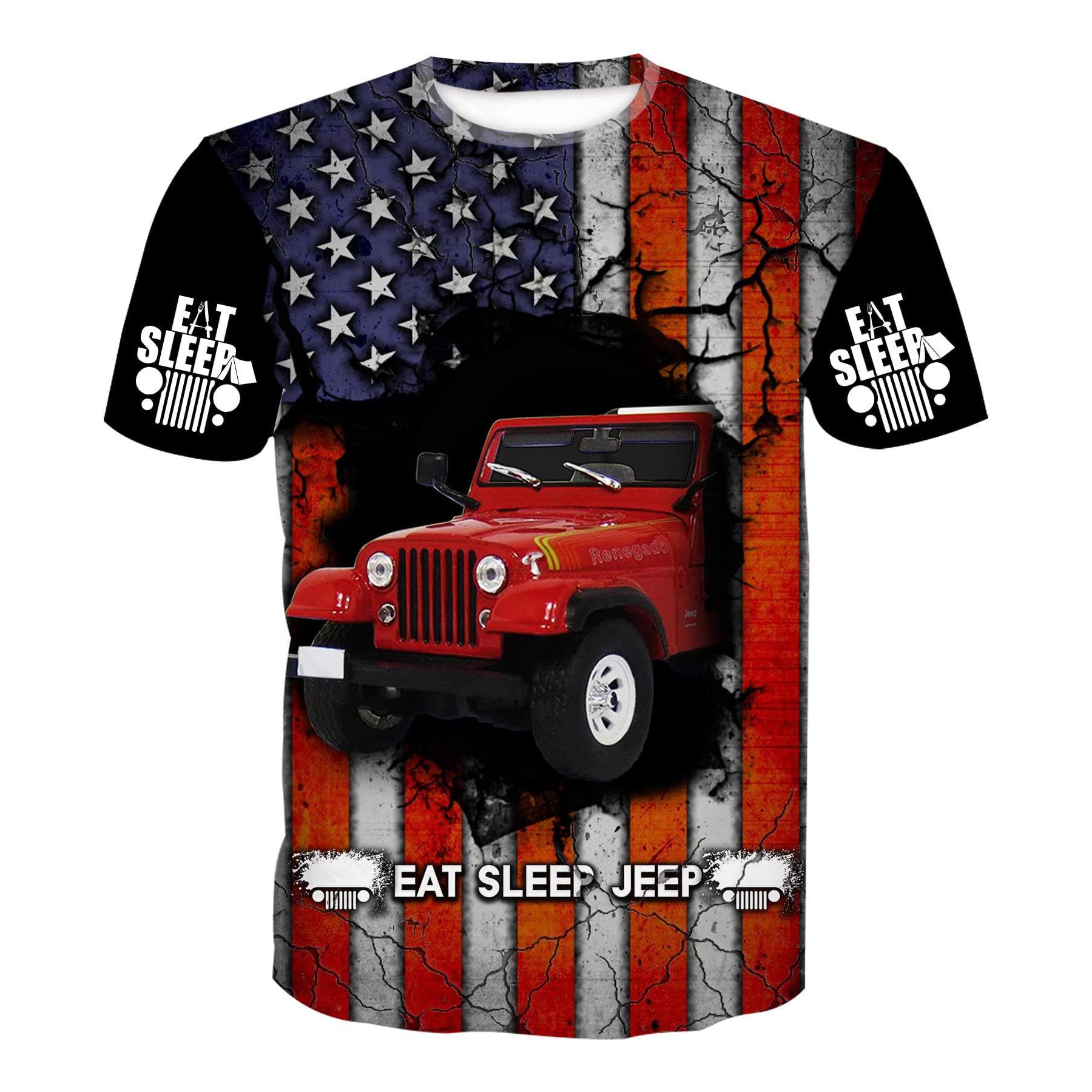 Eat Sleep Jeep CJ - US Flag T-Shirt