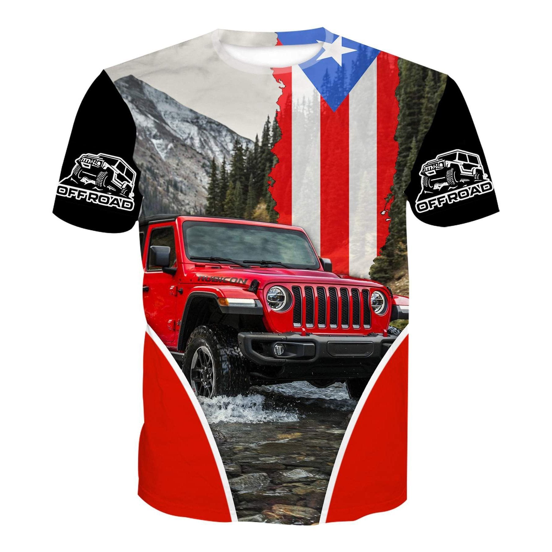 Off Road Jeep Puerto Rican Flag - T-Shirt