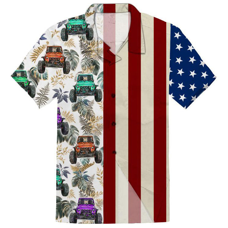 Jeep Hawaiian Shirt - USA Flag