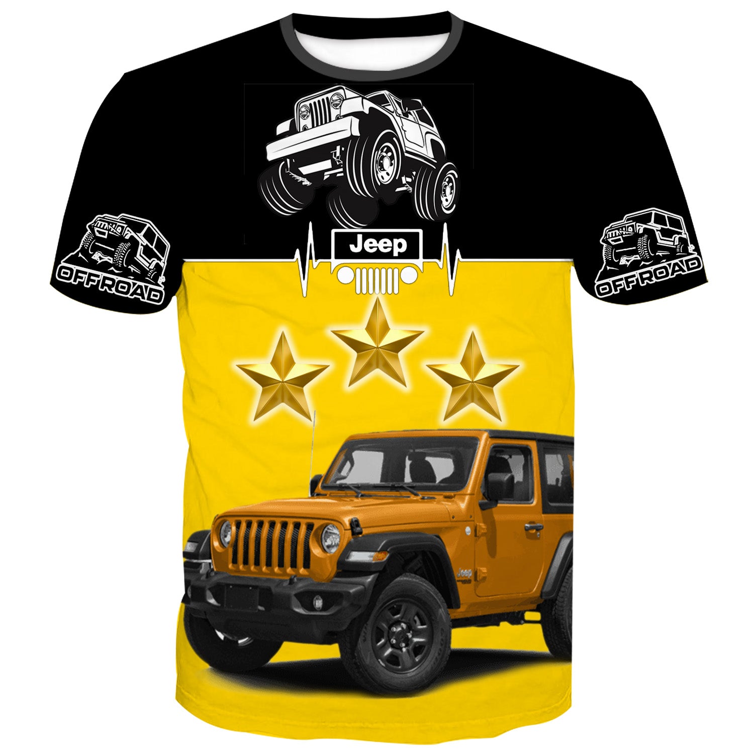 3 Star Jeep T-Shirt Front | off road jeep apparel at jeepndriver
