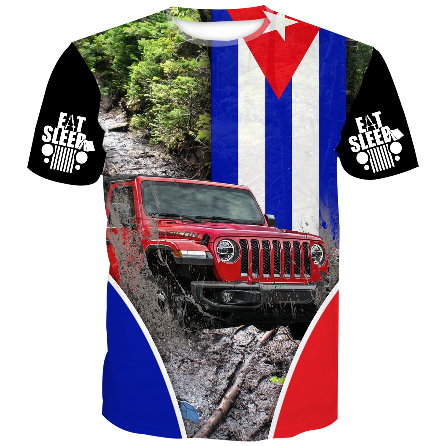 Off Road Jeep trails Cuban Flag T-Shirt