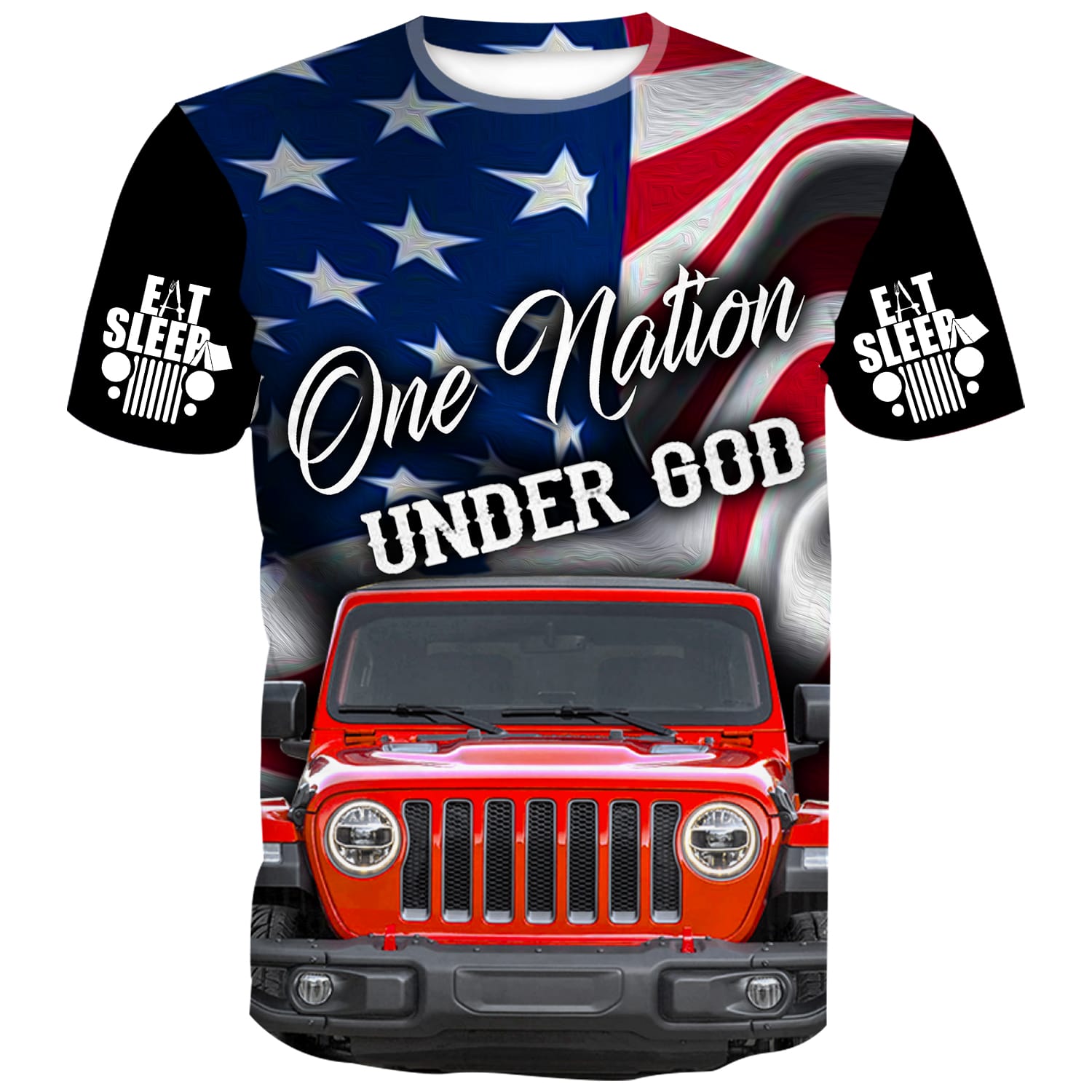 One Nation Under God US Flag - Jeep T-Shirt