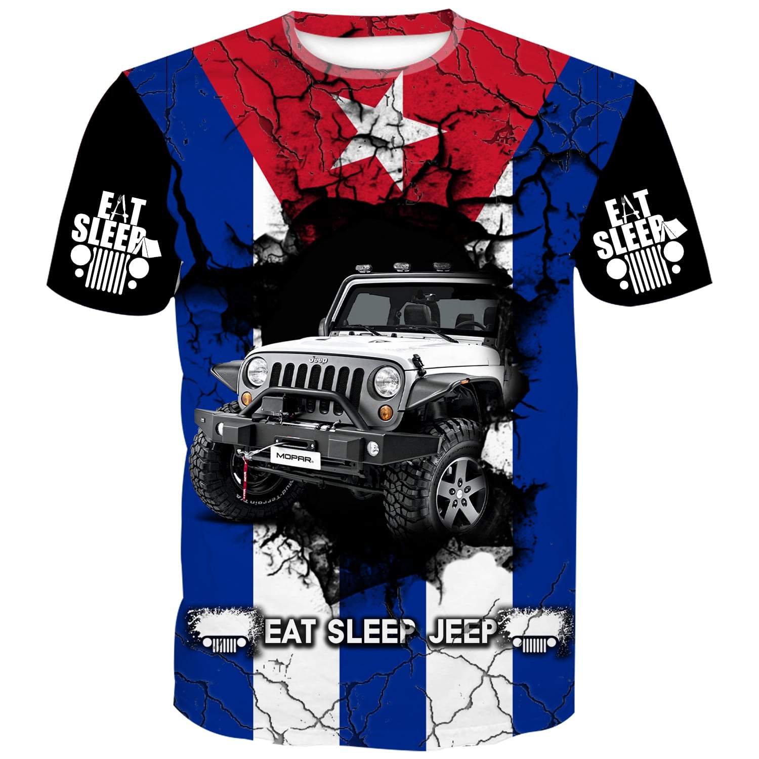Eat Sleep Jeep Cuban Flag - Kid's T-Shirt