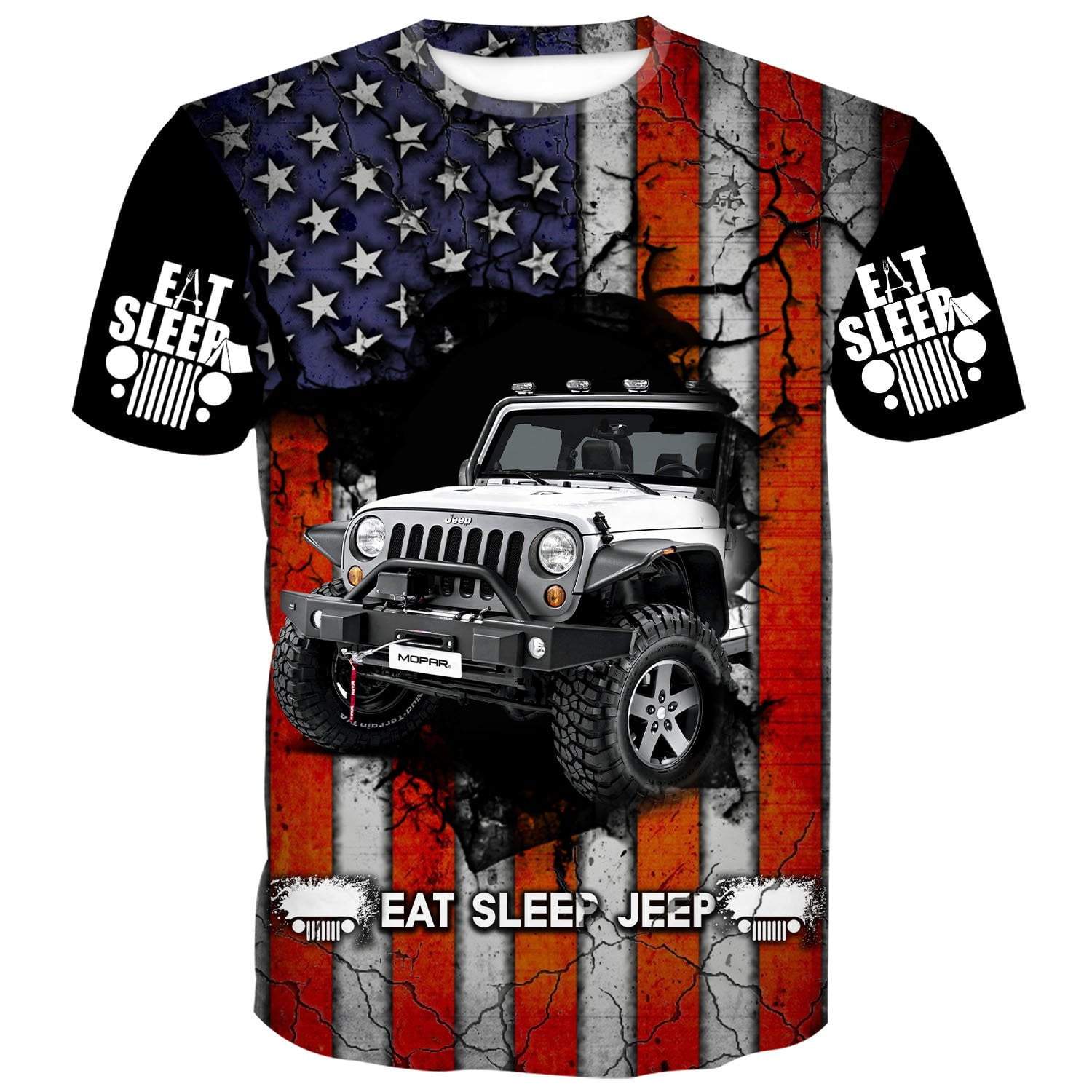Eat Sleep Jeep Flag USA - Kid's T-Shirt