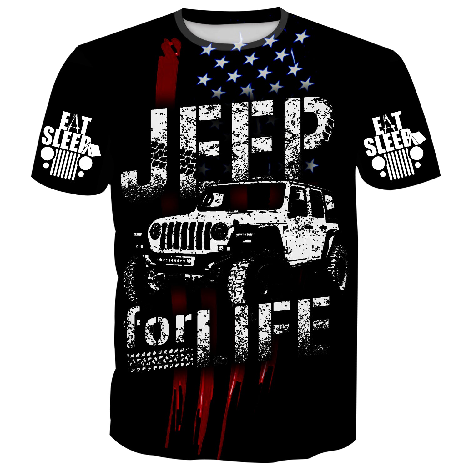 Jeep for Life - USA Flag T-Shirt
