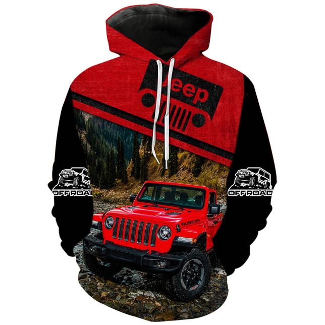 Off Road Red Jeep Wrangler Hoodie
