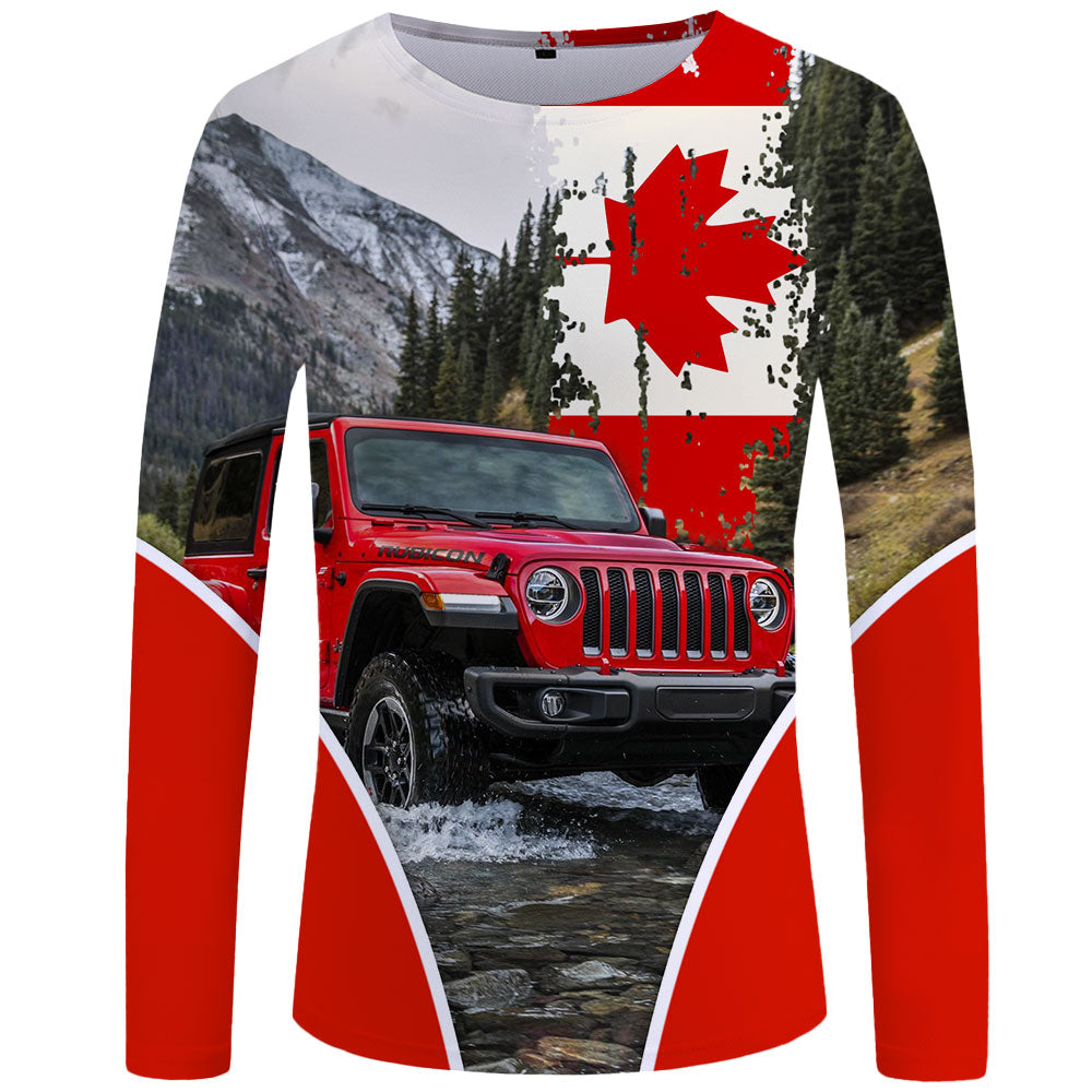 Off Road Jeep Canada Flag - UPF 50+ Long Sleeve Shirt