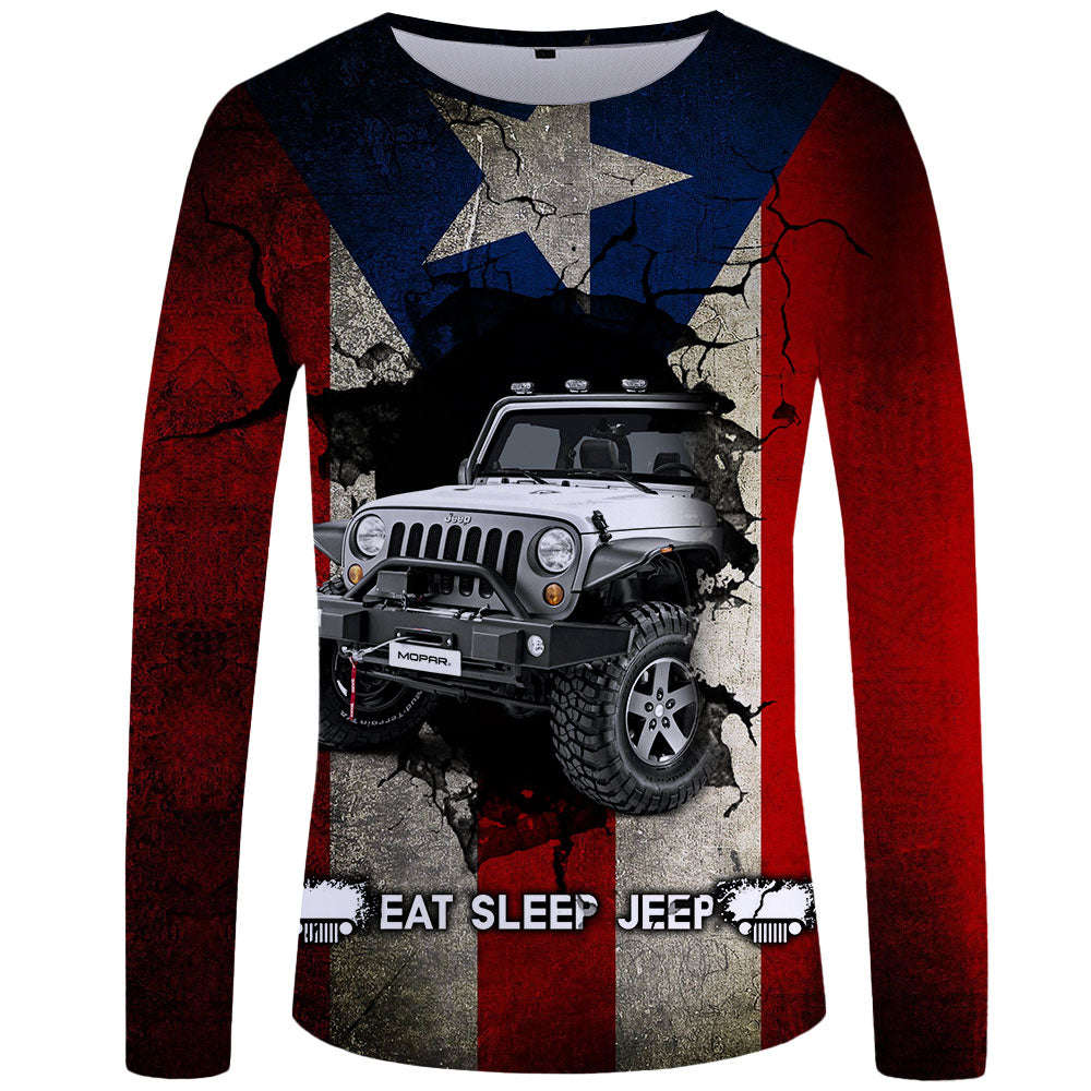 Eat Sleep Jeep Flag - Puerto Rico UPF 50+ Long Sleeve Shirt