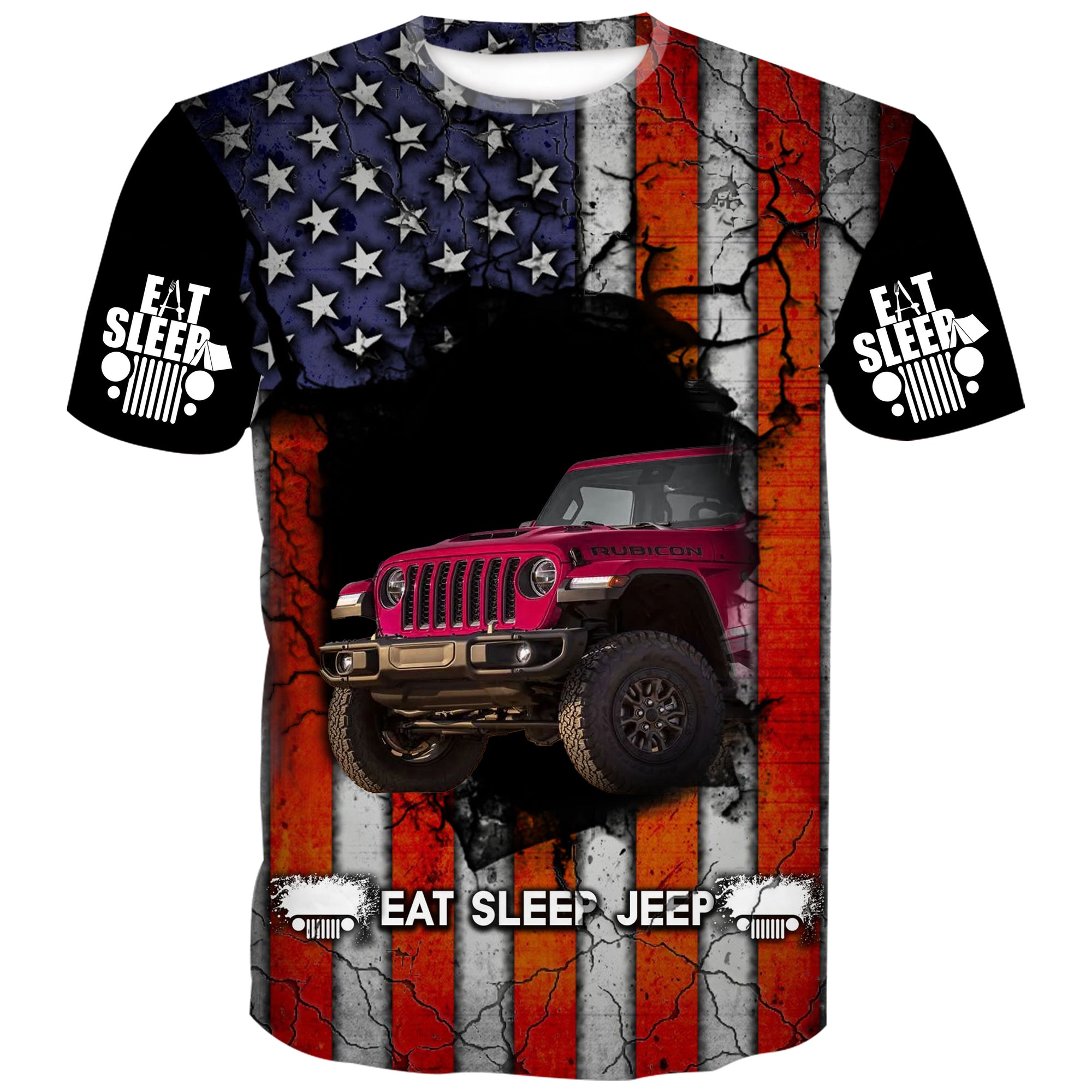 Eat Sleep Jeep Flag - USA - Pink Rubicon