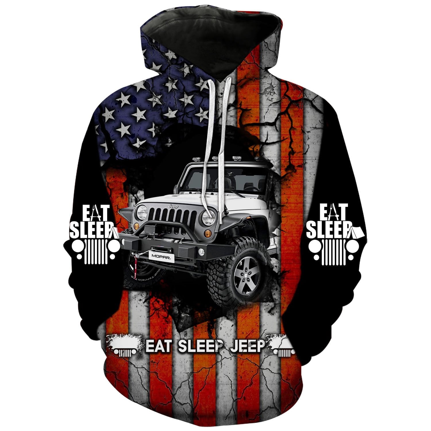 Eat Sleep Jeep US Flag Jeep Wrangler Hoodie Jeep Hoodie