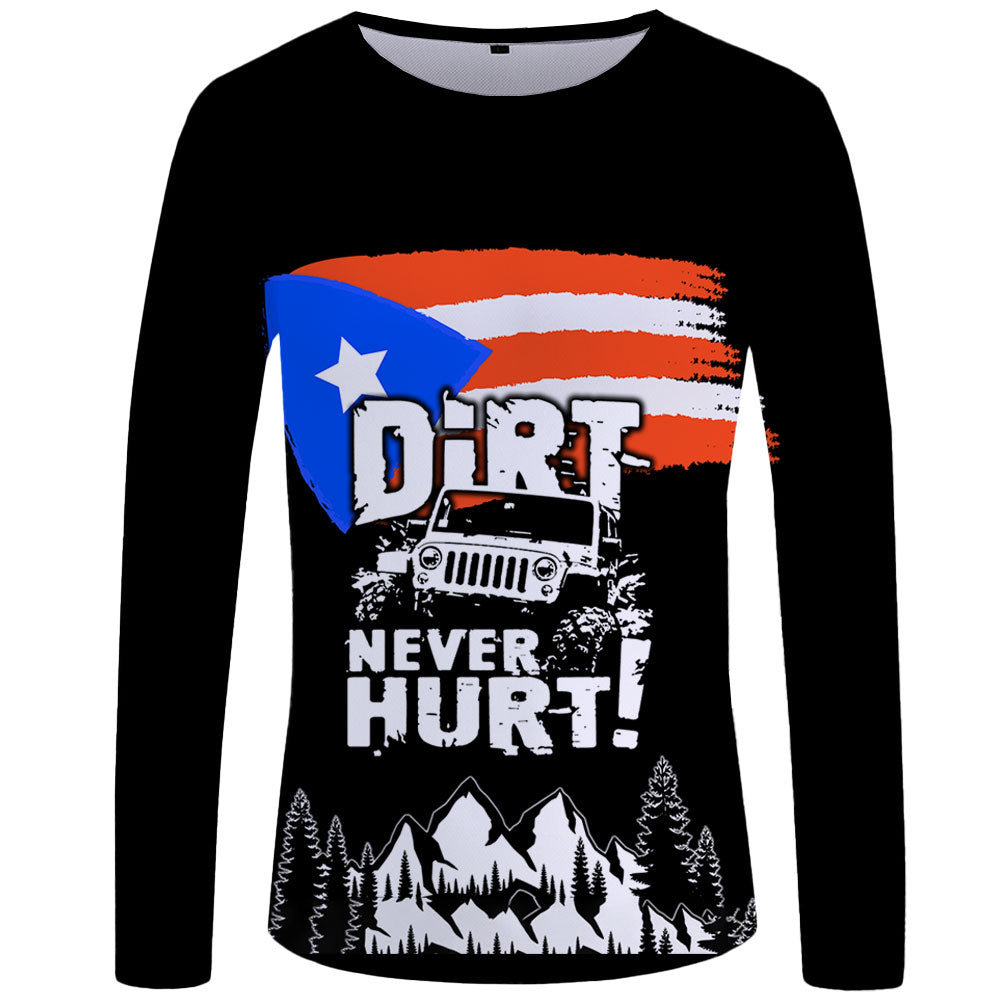 Dirt Never Hurt - Puerto Rico Flag UPF 50+ Long Sleeve Shirt