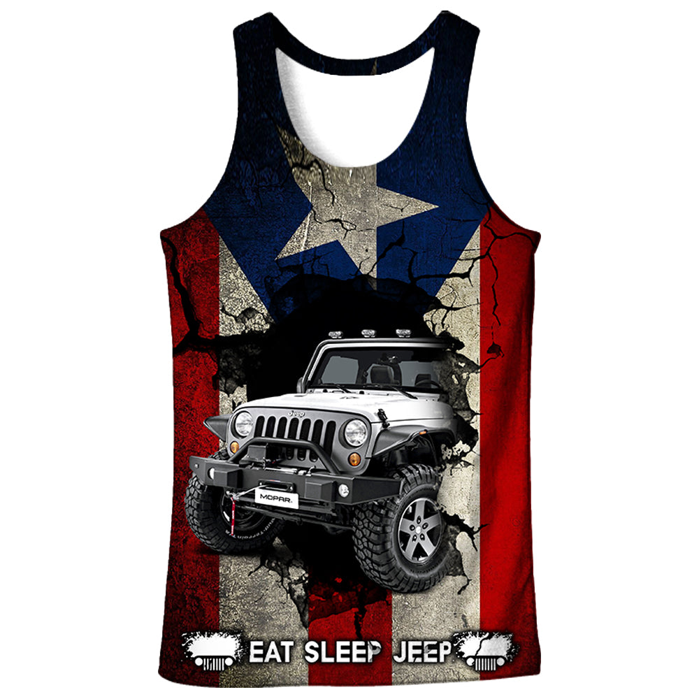 Eat Sleep Jeep Flag - Puerto Rico Tank top