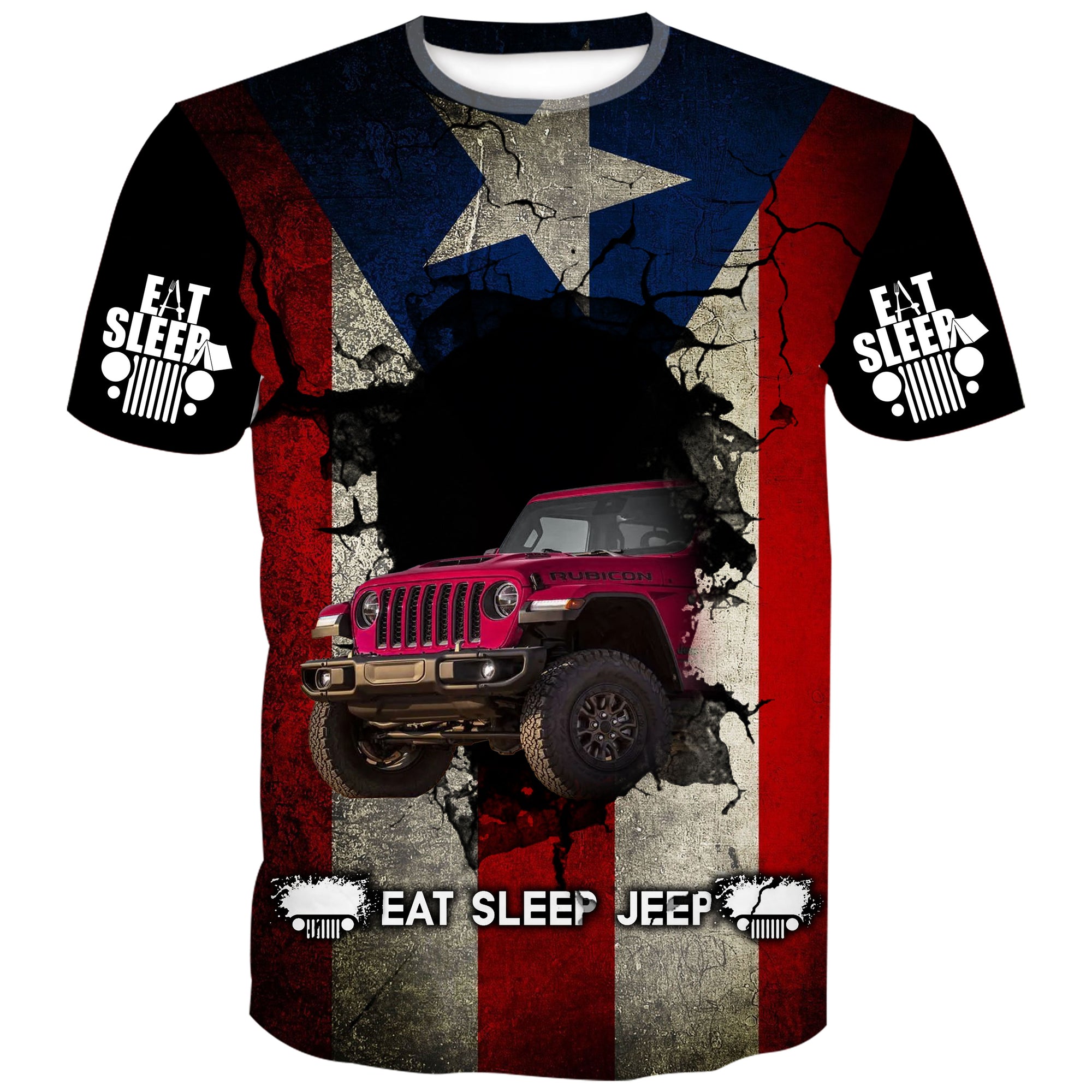 Eat Sleep Jeep Flag -  Puerto Rico - Pink Rubicon
