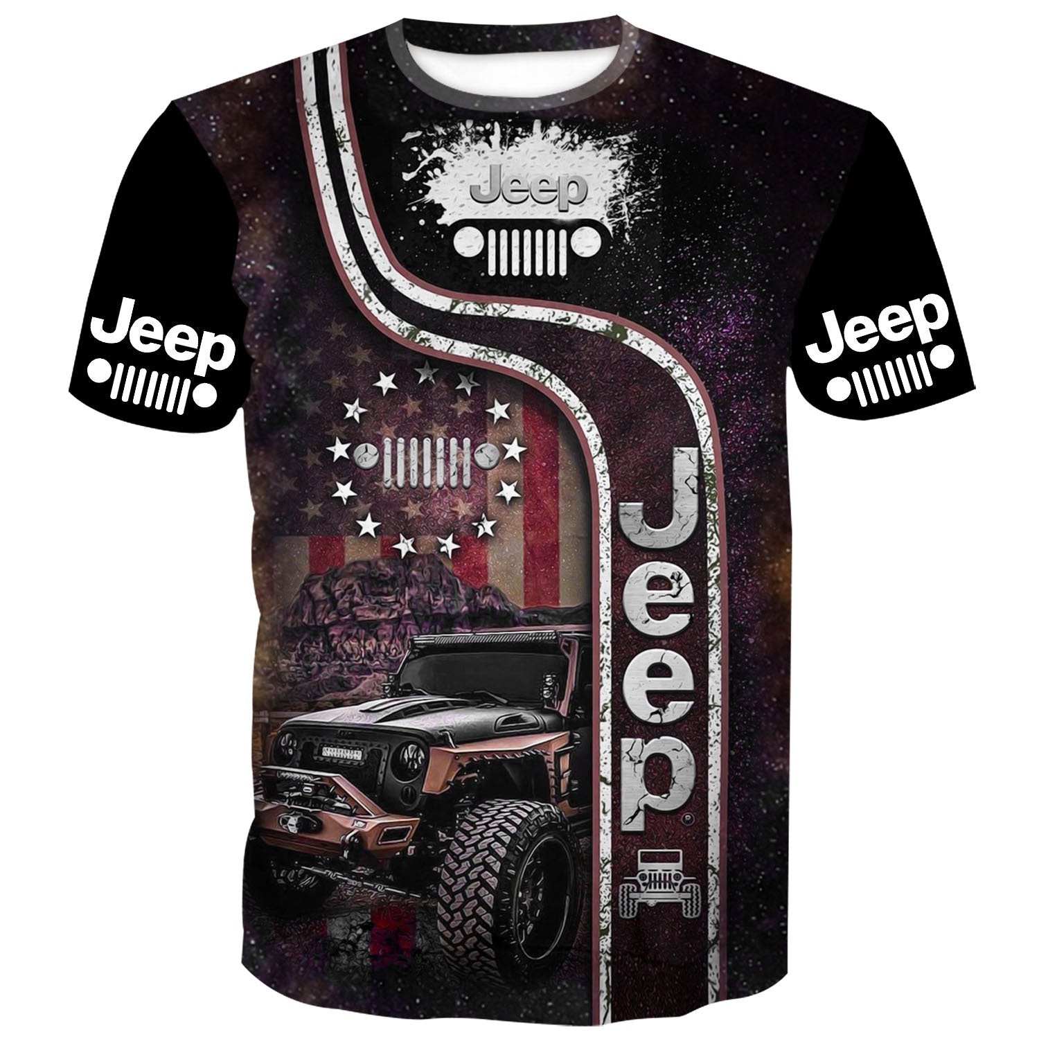 US Flag Galaxy Jeep | Wrangler T-Shirt | Jeep N Driver