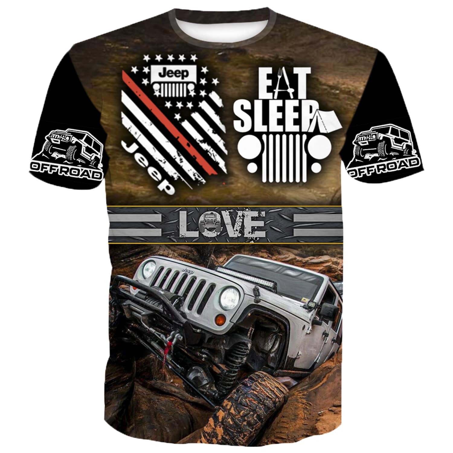 Eat Sleep Jeep US Flag Love Shirt