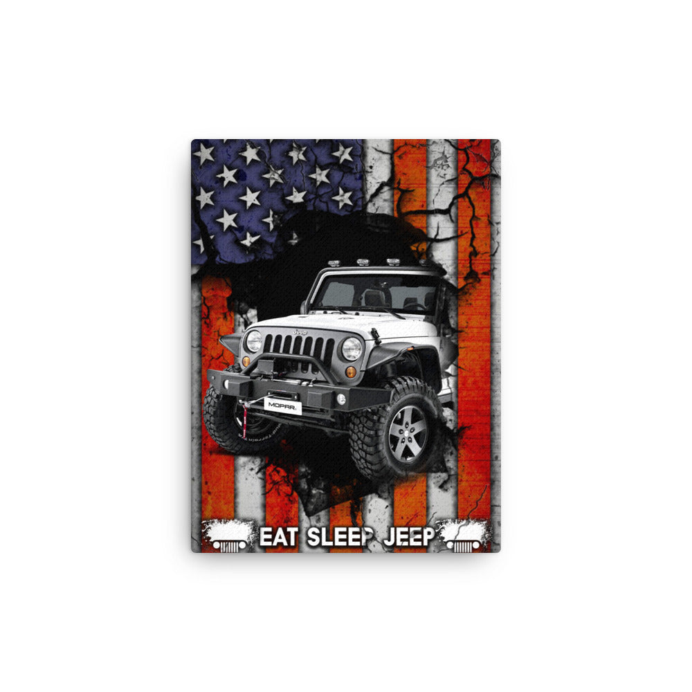 Canvas - Eat Sleep Jeep US Flag